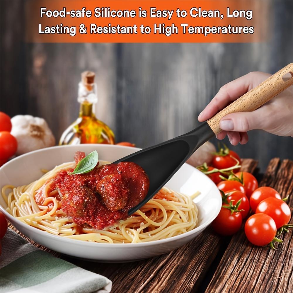 1pc Multifunction Spoon with Wooden handle-Durable-Great for Both Cooking and Serving, Safe for Nonstick Cooking Surfaces