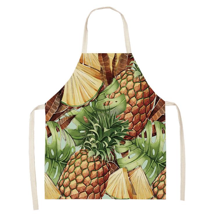 Frukt Bomull Linne Förkläde Körsbär Apelsin Citron Tryckt Kök Kvinnor Bakning Midja Haklapp Hemmatlagning Kort ärmlös Pinafore