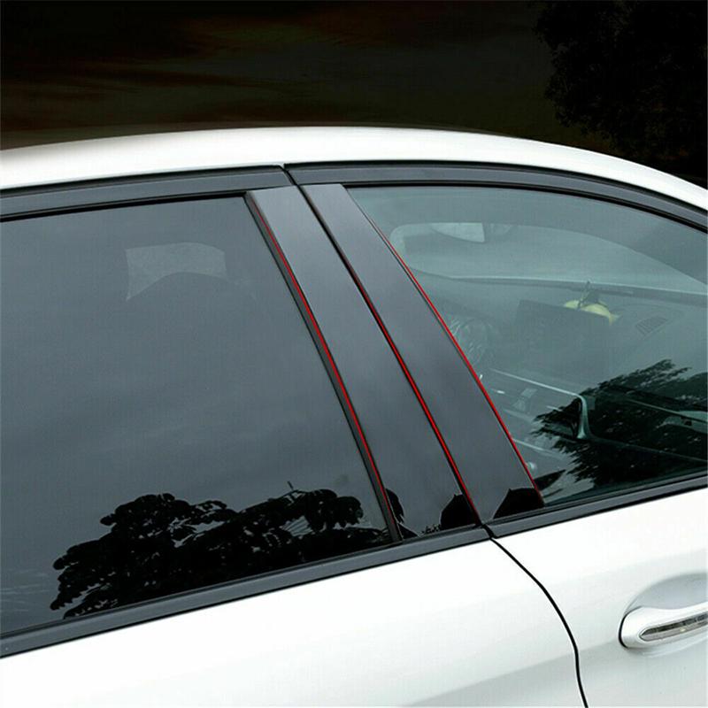 6Pcs Car Side Window Door Pillar Trim Posts Sticker Black for Mitsubishi Lancer Sedan 2008-2017 Proton Pira Fibre2010-2015