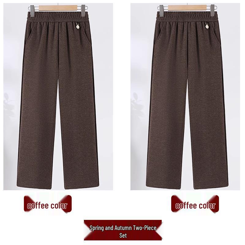 2024 Fashionable High-Waisted Woolen Pants for Middle-Aged & Elderly Women - Elastic Waist, Loose Fit, Plus Size for Autumn/Winter