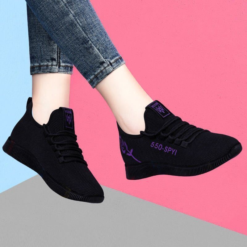 New women's shoes spring and autumn versatile breathable flying weaving women's comfortable casual shoes women's sports shoes running casual