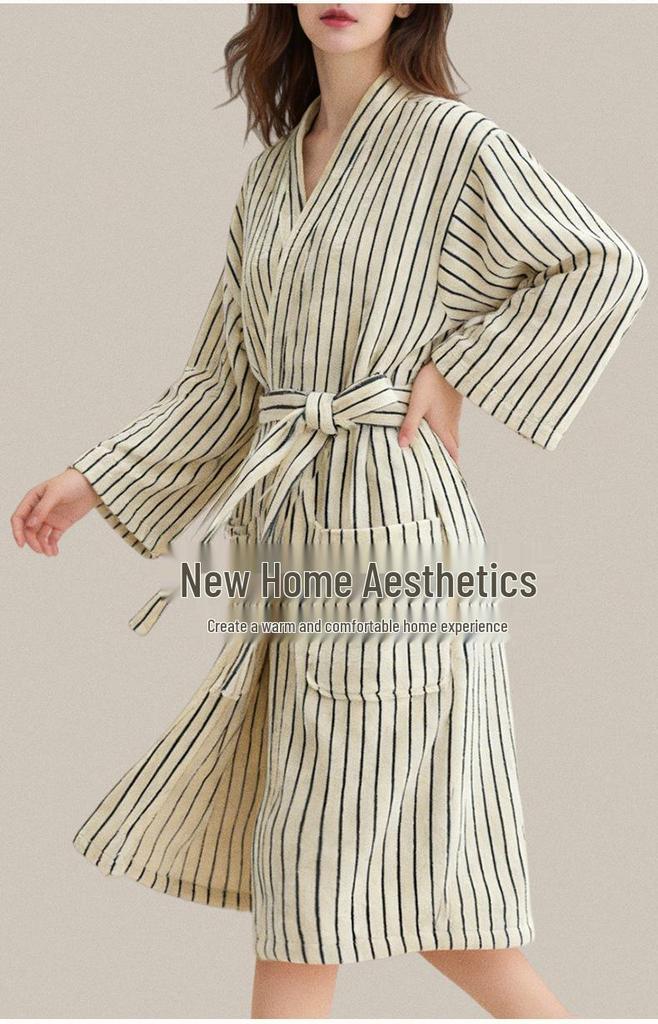 Unisex Thickened Cotton Bathrobe - Absorbent, Quick-Drying, All-Season, Plus Size Pajamas