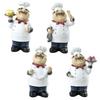 Yousheng Cartoon Chef Figurine Hand-Painted Holding Fruit Plate Cake Noodles Spoon Chef Statue Sculpture Home Kitchen Dining Room Decoration Ornament