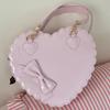 PU Heart Lolita Handbags Girls Bowknots Decor Japanese Shoulder Bags Two Sized Kawaii Shell Purses Cute Pink Messenger Bag Gifts