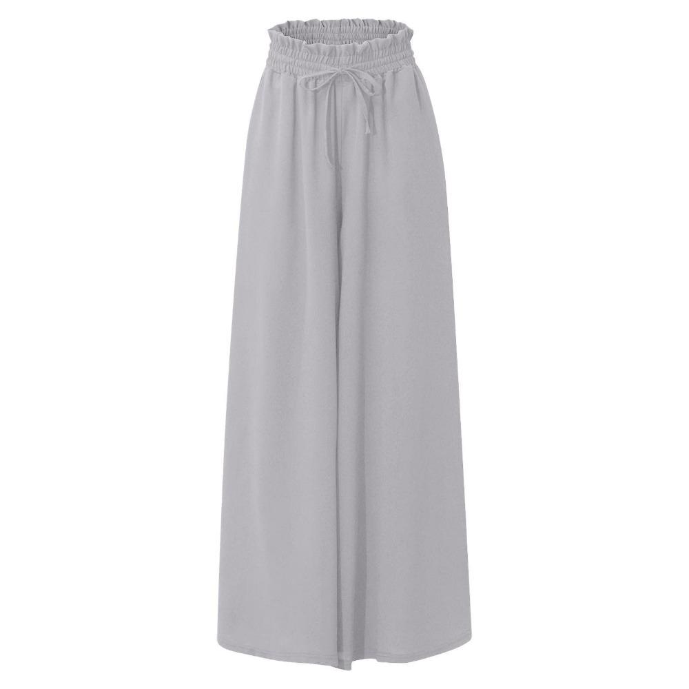 Summer New Women's Wide-leg Trousers Elastic Belt Wide-leg High-waisted Long Culottes