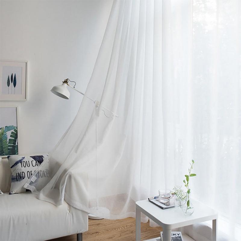 Einfarbige Stangentaschen-Gardinen, lichtdurchlässig, Sichtschutz-Vorhänge, UV-Schutz, Fensterdekoration, Wohnzimmer, Schlafzimmer