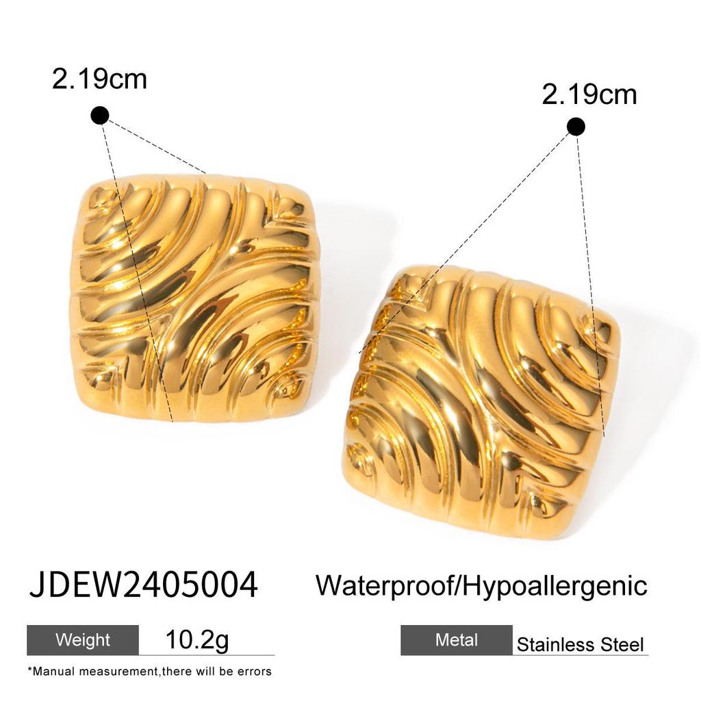 Jieding Stainless Steel Geometric Stud Earrings - High-End European & American Titanium Ear Jewelry