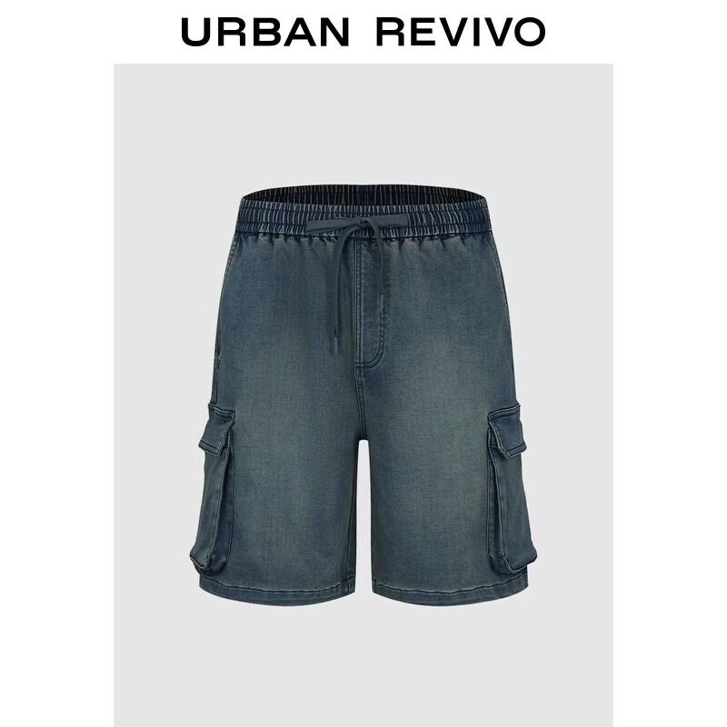 UR2026 Men s Fashion Washed Denim Cargo Drawstring Casual Shorts 31