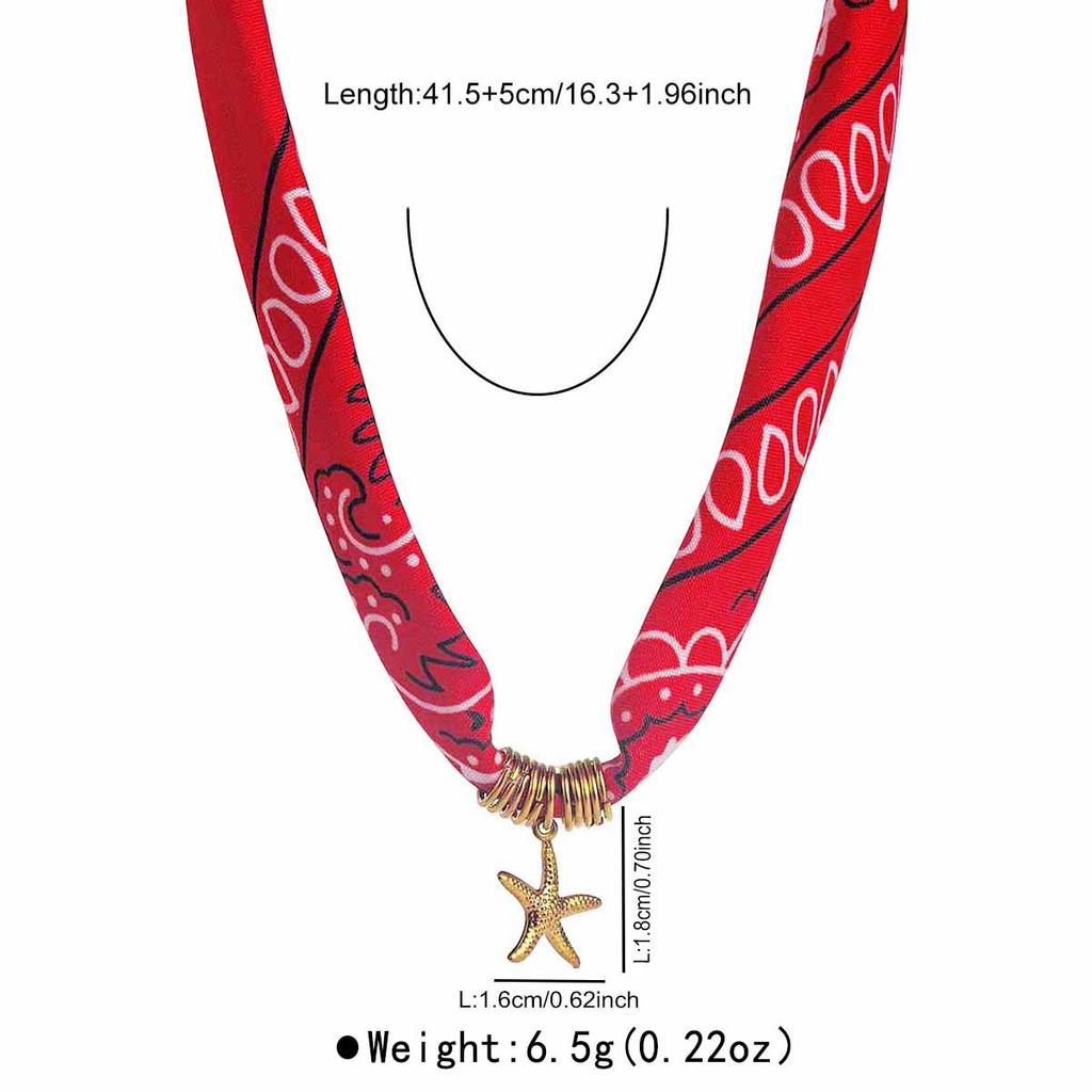 ZN0111 Ocean Wind Niche Design Sense 11K Gold Stainless Steel Pendant High Sense Color Silk Scarf Necklace