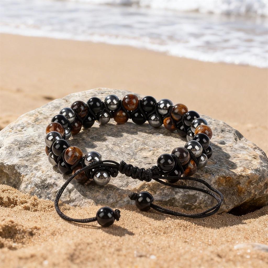 New Exotic Anklet Bracelet Woven Bracelet Black Gallstone Tiger's Eye Bracelet Beaded Beads