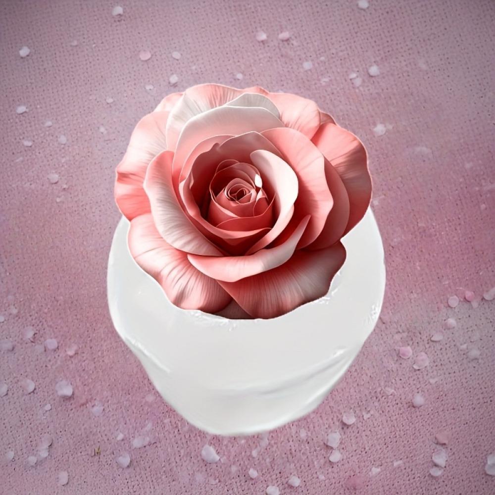 Candle Mold, Elegant Pink Rose White Soap Silicone Mold - Perfect for Resin Casting, Clay, Aromatherapy Jewelry Making and DIY Crafts -