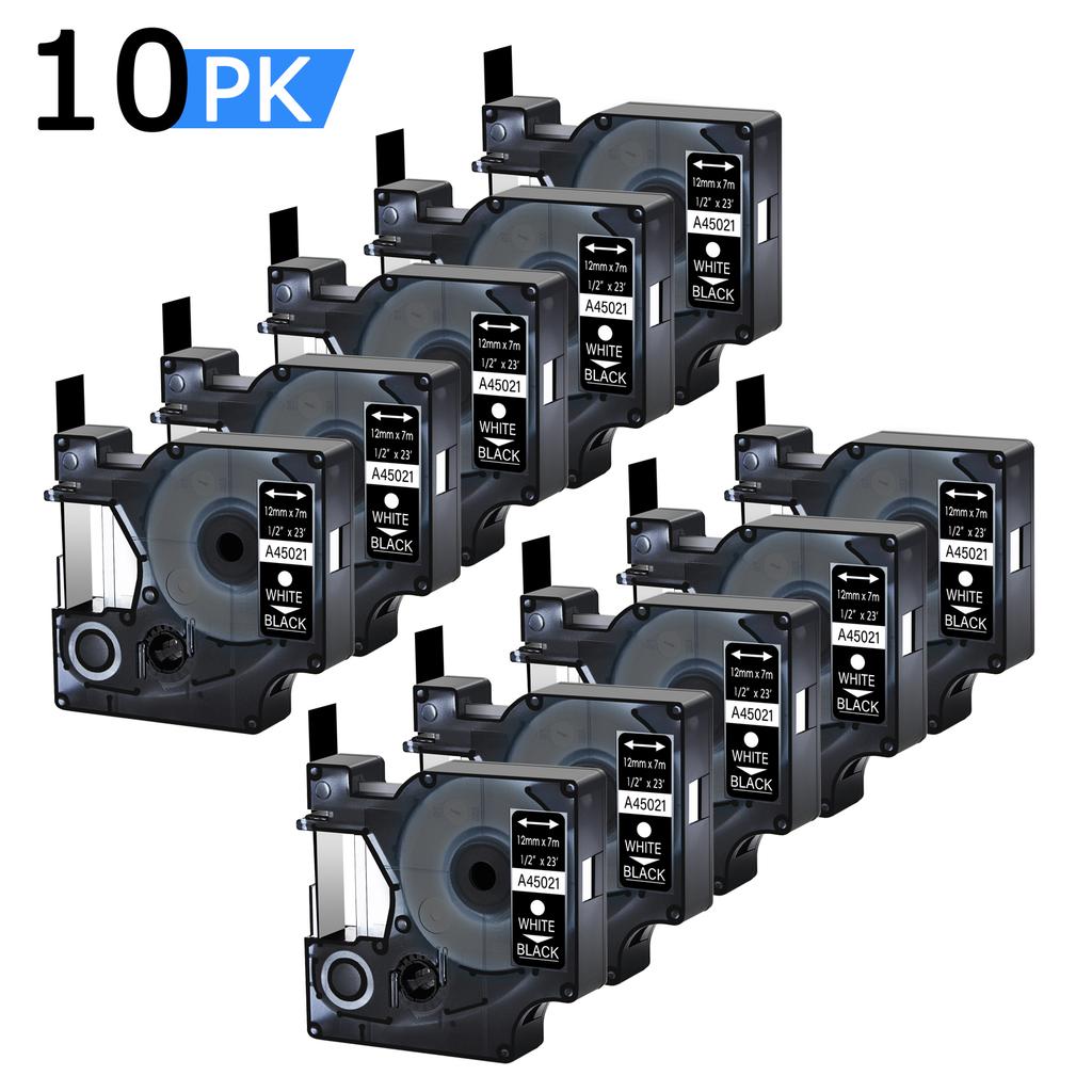 3/5/10PK 12mm D1 Standard Label Tapes Compatible for Dymo A45013 45010 Various Colors Ribbon Label For DYMO LabelManager 100 450