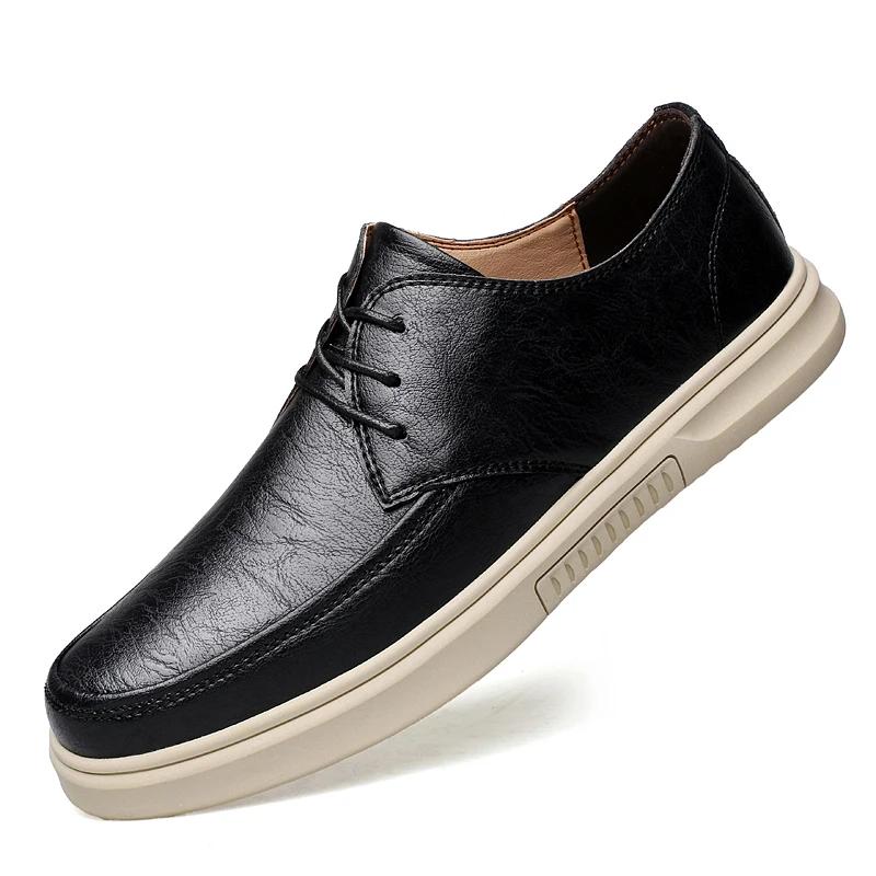 High Quality Casual Leather Shoes Men's Breathable Dress Shoe Elastic Sole Wear-Resistant Soft Sole Business Casual Oxford Shoes