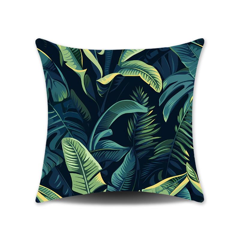 New Nap Pillow Green Leaves Sofa Plush Pillow Cover Home Bedroom Sofa Summer Pillow Cover