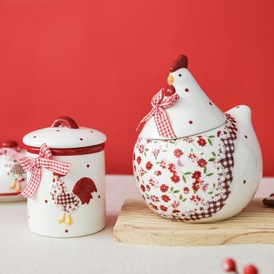 Ceramic Biscuit Storage Jar Tableware Easter Cover Mother Chicken Container Coffee Beans Biscuit Storage Tank Kitchen Organizer