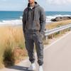 Men Warm Fleece Hooded Sweatshirt And Sweatpants Casual Sports Two Piece Set