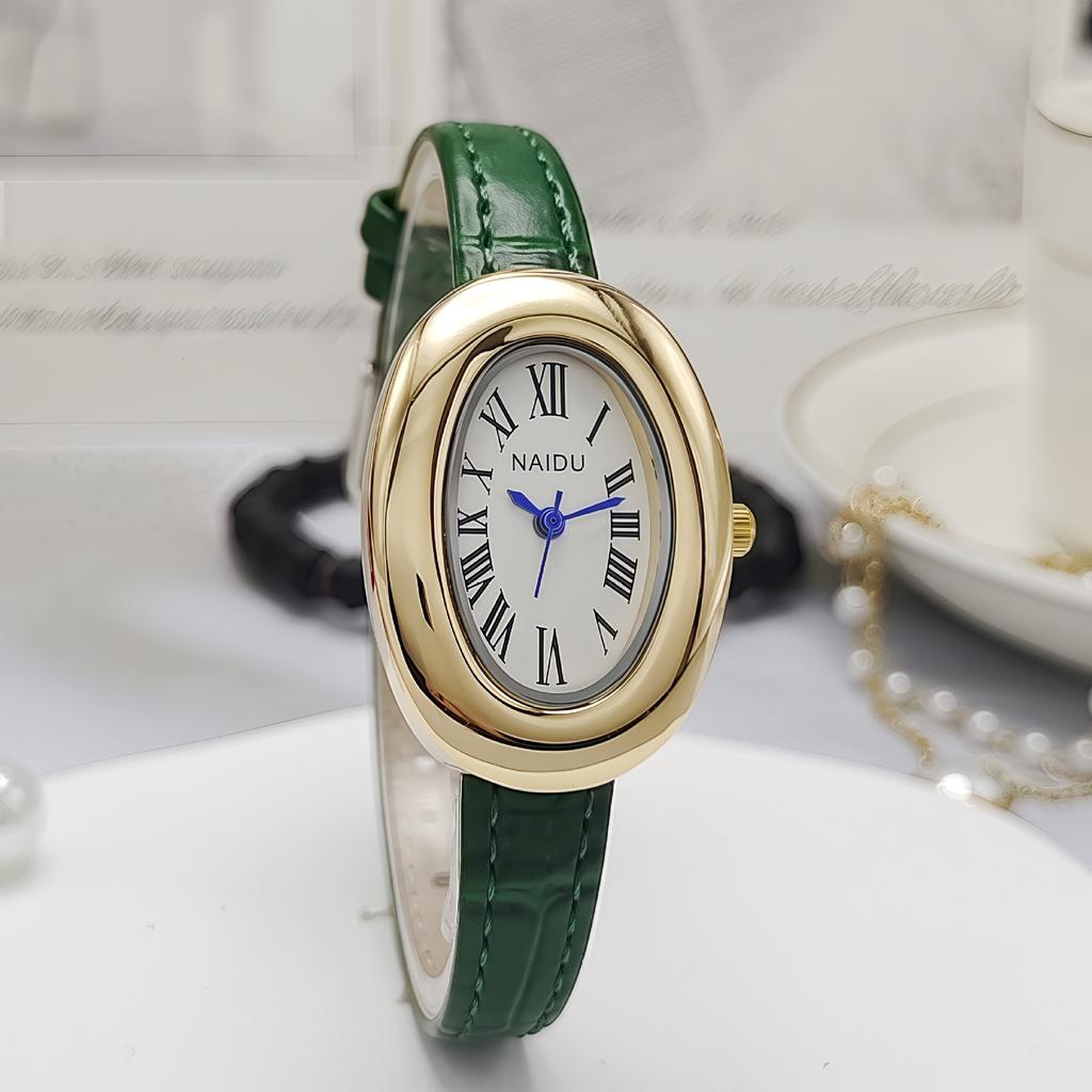 Luxury Brand Women Oval Goose Egg Quartz Watch Vintage Leather Strap Wristwatch Ladies Watches Christmas Gift Clock Relojes