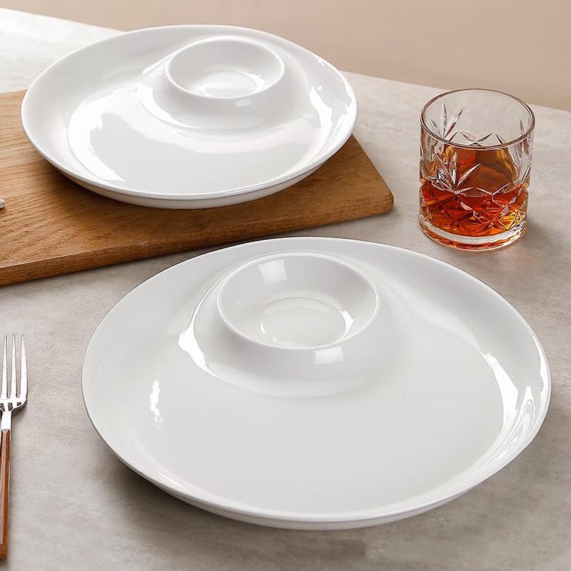 ZISIZ Divided Dumpling Plate with Dipping Sauce Compartment