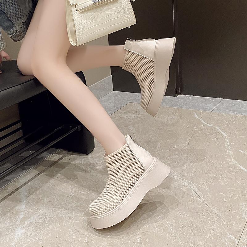 Fashion New Summer Women's Mesh Hollow Out High Top Thin Boots Thick Sole Non Slip Breathable Slip-On  Womens Shoes  Sandal