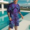 3D Printing Oversized Leisure Mens T Shirts Shorts Suit Three-Dimensional Graphic Retro Style O-NeckComfortable Breathable