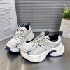 European dad shoes women's spring 2025 new leather color matching thick sole height increase versatile fashion casual sports shoes