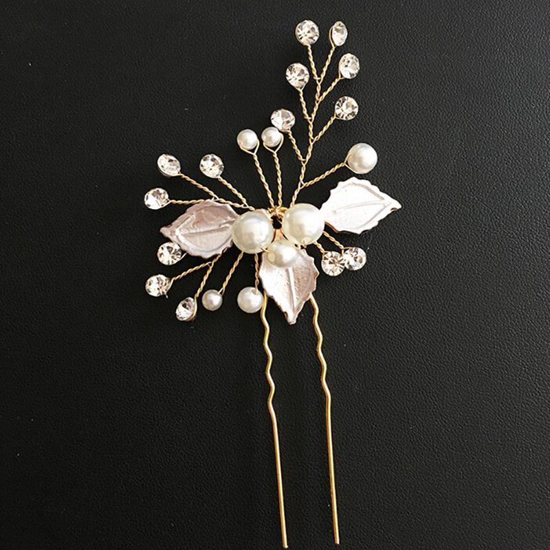 Women Gold Rhinestone Pearl Hair Comb Hair Clip Bridal Wedding Hair Accessories