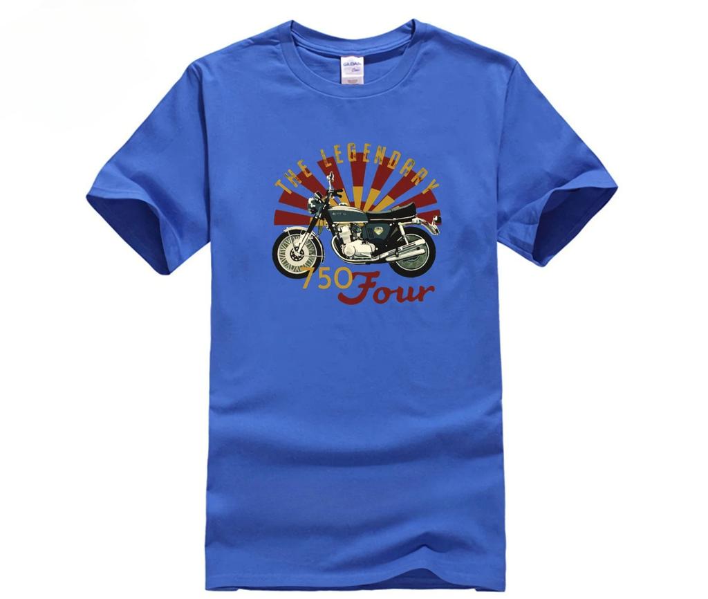 T-shirt de Moto Coton Épais Unisexe Impression Cb750 Four Mode Tee d'Été