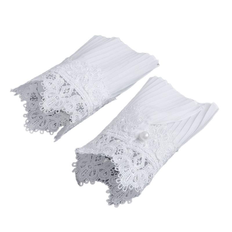 Damenpullover Fake-Ärmel Mädchen Blumen-Spitze Trompetenärmel Stickerei Elastische Handgelenkwärmer Hemdverlängerungsärmel