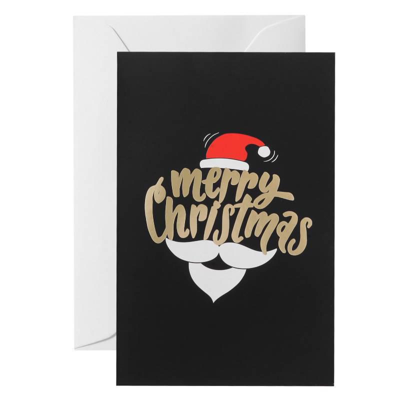 Muguang Black Exquisite Hot Stamping Creative Christmas Thank You Greeting Card with Envelope
