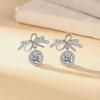 Exquisite Women's Round Bag Stud Earrings with Bow Design