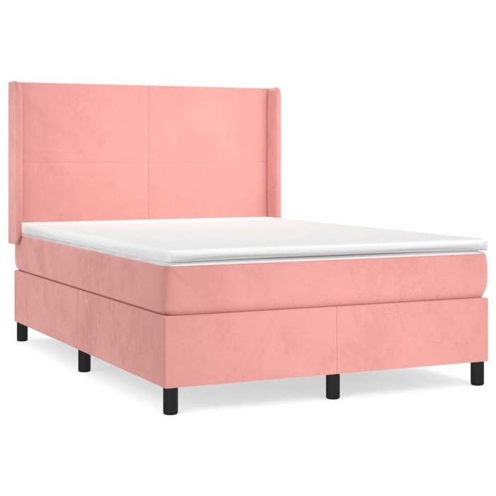Maison Exclusive - Somier de láminas para cama con colchón Rosa 140x200 cm Terciopelo