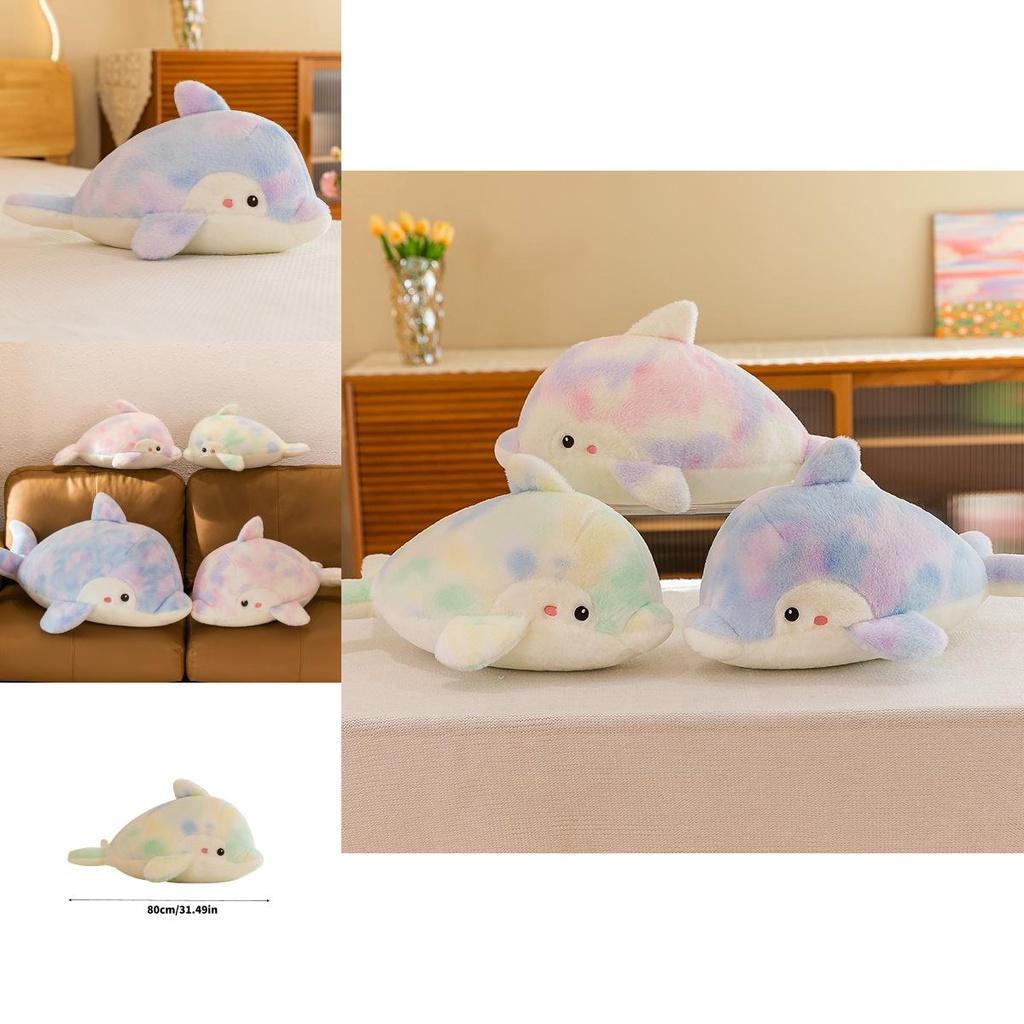 Camouflage Dolphin Plush Toy Stuffed Animal Pillow Gift For Kids, 80cm