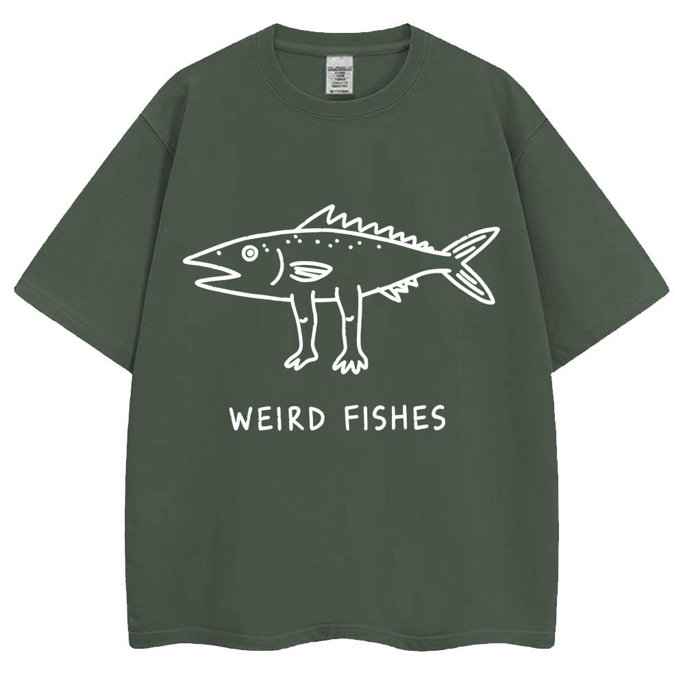 Weird Fish Meme Funny Print Tshirt Unisex Unisex Humor Fashion Personality T Shirts 100 Cotton Oversized Casual T Shirt Streetwear