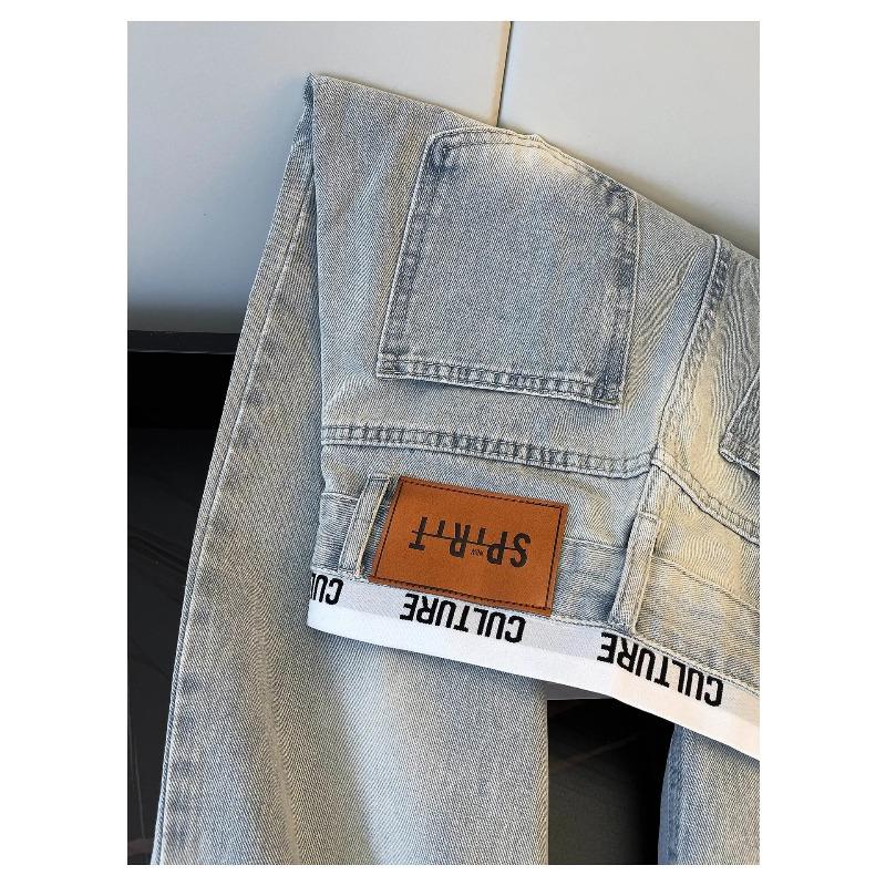 ROADVIBE American Vintage Ripped Patchwork Jeans for Women New Spring Fall Light Blue High Waist Slim Loose Wide Leg Denim Trousers Stree