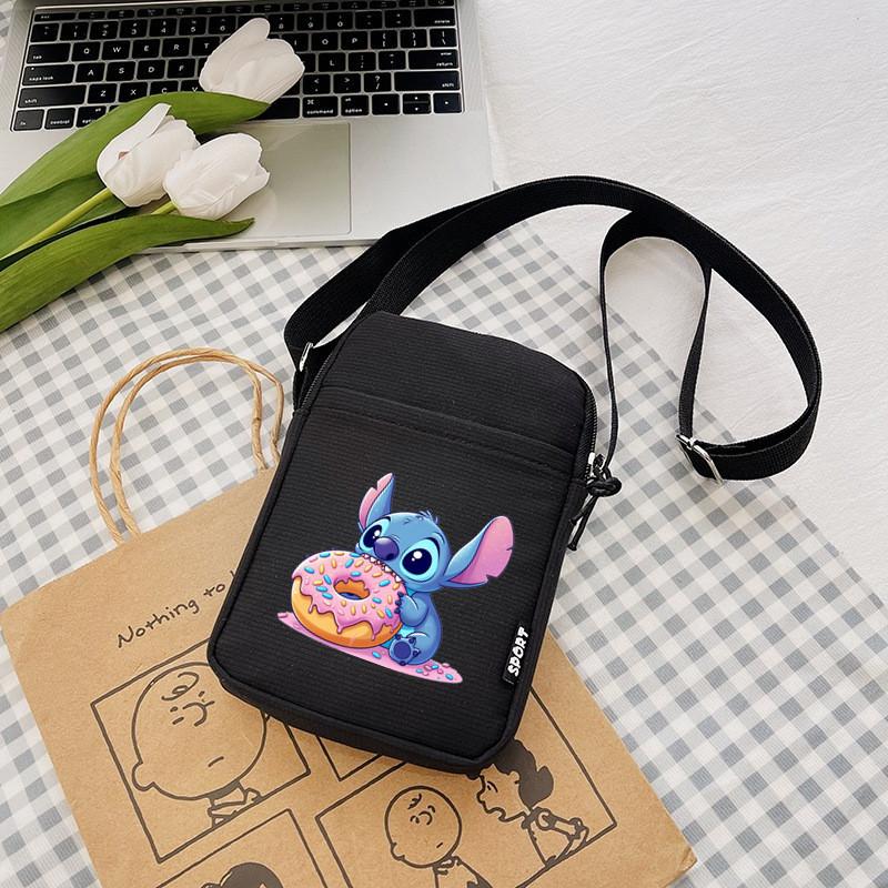 Pattern Stitch Anime Single Shoulder Crossbody Square Bag With Secure Zipper