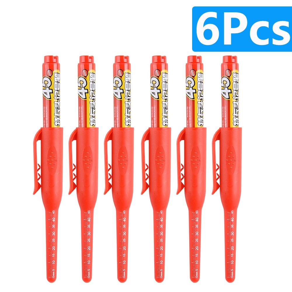 NEW Long Head Nib Deep Hole Markers Pen 20mm/45mm Waterproof White Tile Carpenter Pen for Woodworking Black/Blue/Red Ink