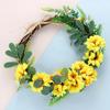 Artificial Sunflower Wreath Yellow Flower Wreath for Front Door Wall Window Hanging Decor 22.83 X 3.94in