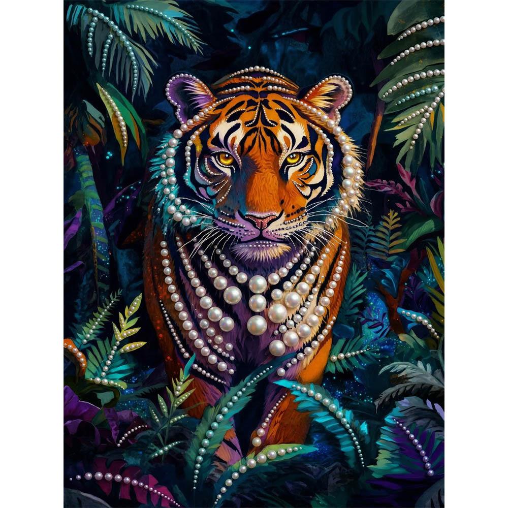 

DIY The Tiger in The Jungle Pearl Diamond Art Painting Kits for Adults and Beginners,fine View Sparkling Painting Craft Home Wall Decor Handmade Gift 30x40cm