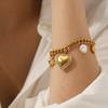 Cuban Chain Diamond-encrusted Heart Eight-pointed Star Pendant Bracelet, Unique Trendy Jewelry