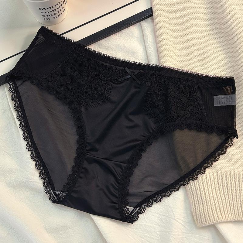 Vysoce luxusní saténová krajka patchwork čistá touha sexy kalhotky trojúhelníkové dámské kalhotky