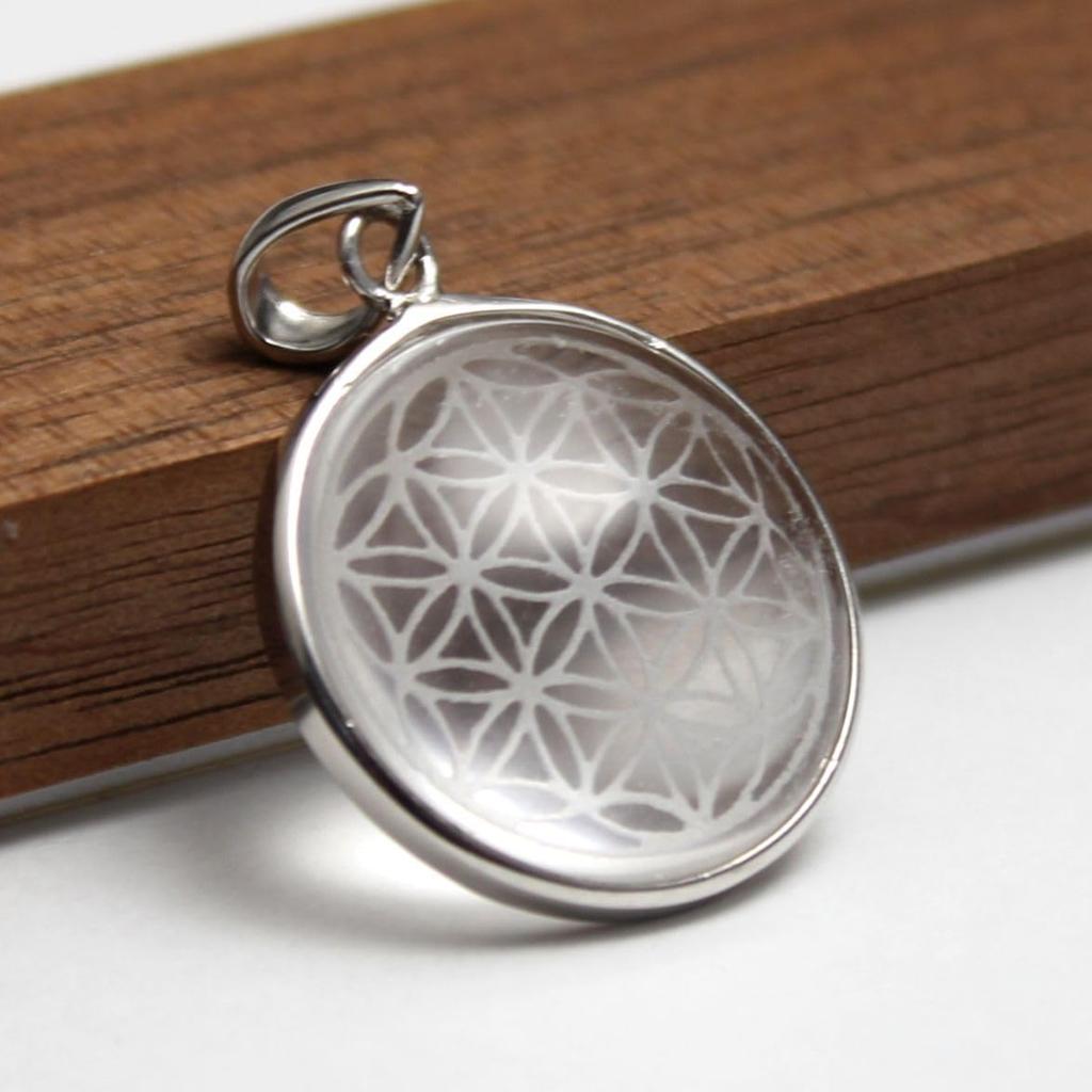 [Mizar] Flower of Life Pendant, Sacred Geometry, Flower of Life, Sterling Silver 925, Silver, Crystal, Quartz, Women's
