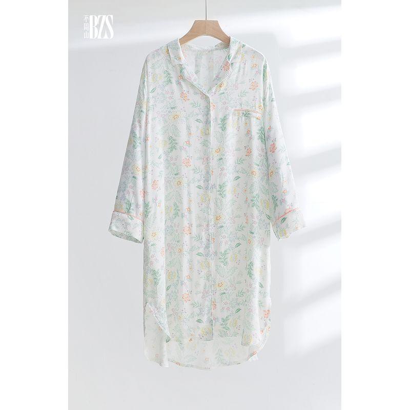 Summer Thin Floral Casual Cotton Silk Satin Home Wear Short Sleeve Shorts Two-piece Set Jardin Monet Pajamas for Women