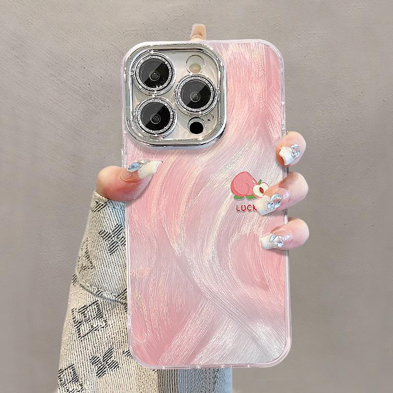 Ins Peach Strawberry Suitable for Iphone15 Feather Yarn Apple Phone Case 14promax Small Fresh 13/11
