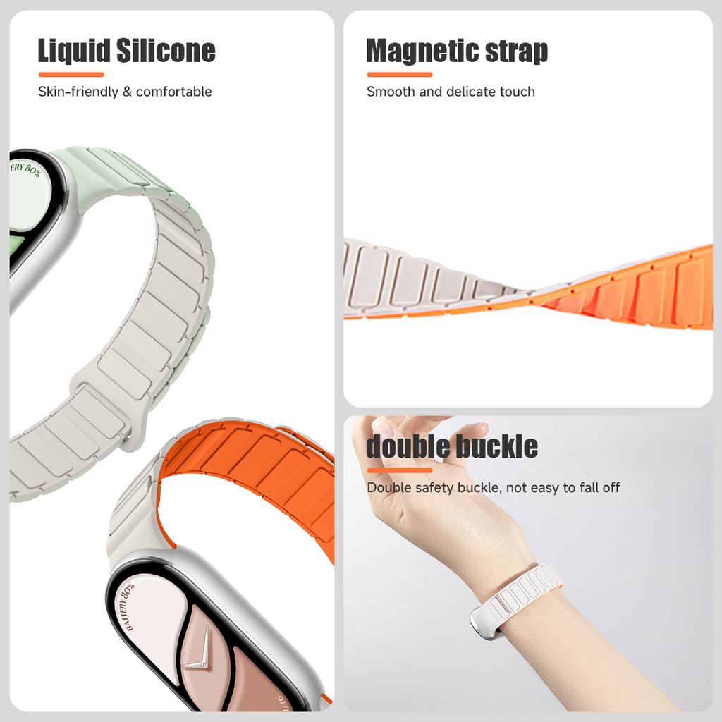 Magnetiskt looparmband för Mi Band 10 Rem Silikon Sportarmband för Xiaomi Mi Band 10 9 8 Correa Band Armbandsaccessoarer