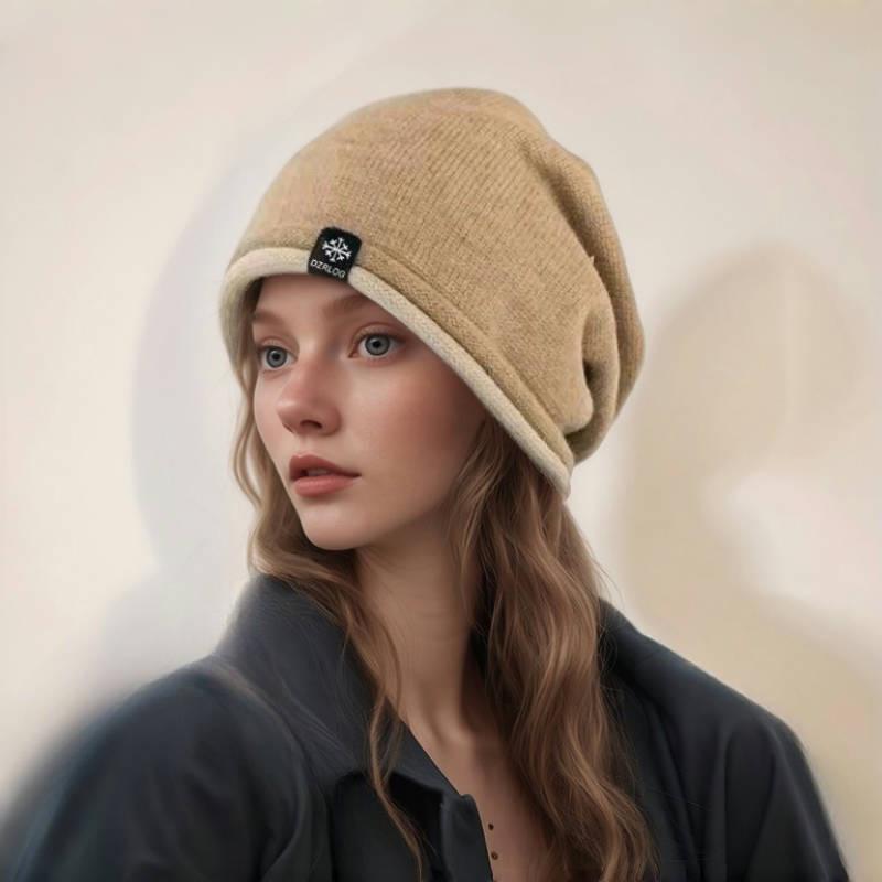 

Women s Autumn & Winter Warm Knitted Beanie - Postpartum Ear Protection One Size света кофе