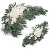 2 Pack Artificial Wedding Arch Flowers, 28”/20” Floral Swag Arrangement Set, Wedding Welcome Signs Floral Decorations Kit for Ceremony Reception,