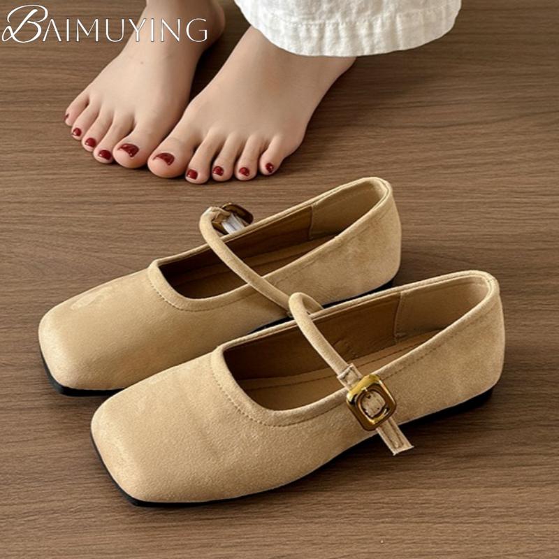 Square Toe Marie Janes Shoes Women Flat Sandals Casual Shoes Woman 2025 Trend Dress Summer Loafers Comfort Soft Leather Zapatos