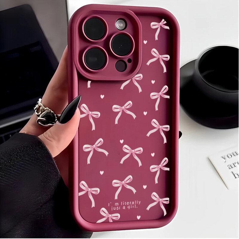 Phone Case For Motorola Moto Edge 50 Pro Fusion 40 NEO G84 G35 G85 5G G22 G32 G52 G30 G60 Cover Cherry Fruit Bow Silicone Funda