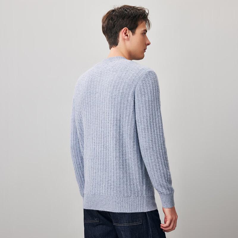 Komong Boca Men's Thickened 100% Cashmere Round Neck Knit Sweater
