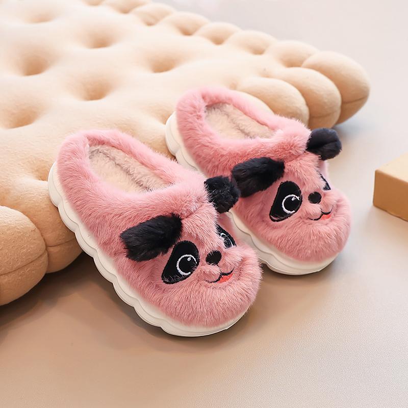 New Winter Cute Big eyed Rabbit Children's Waterproof Warm Non-slip Fluffy Slippers For Girls Boys Kids Indoor Home Cotton Shoes